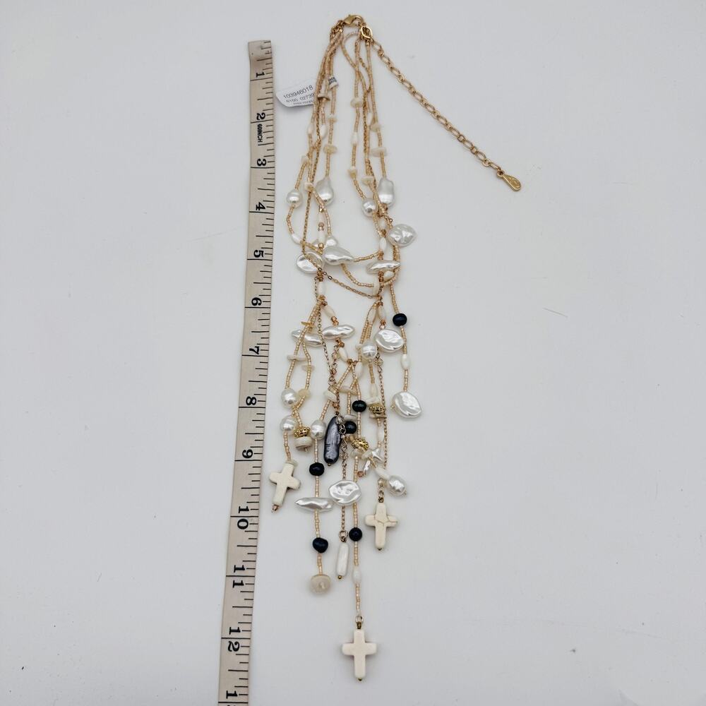 Free People Ariana Ost Something Beautiful Layered Cross Statement Necklace NWT - Picture 9 of 11